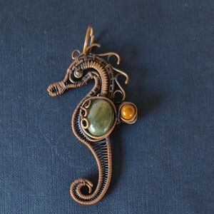 Wire Wrapped Labradorite Seahorse Pendant